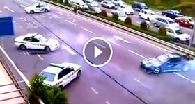 Police Chasing Street Racer on Highway