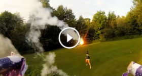 Back Yard BATTLEFIELD! This DRONE WITH ROMAN CANDLES Real Version of COD!